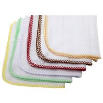 Kit 10 Fralda De Boca Quadriculada 33x33cm Com Crochê