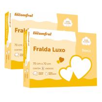 Kit 10 fralda de pano luxo branca lisa - incomfral