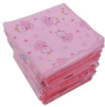 Kit 10 Fraldas 70x70cm e 10 Cueiros 80x80cm para menina Kit 10 Fraldas 70x70cm e 10 Cueiros 80x80cm para menina