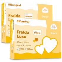 Kit 10 Fraldas De Pano Tecido Duplo 100% Algodão Com Bainha 67x70cm Incomfral - Emcompre Kit 10 Fraldas De Pano Tecido Duplo 100% Algodão Com Bainha 67x70cm Incomfral - Emcompre