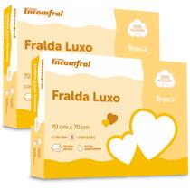 Kit 10 Fraldas De Pano Tecido Duplo 100% Algodão Extra Absorção 70cm x 70cm Incomfral - Emcompre