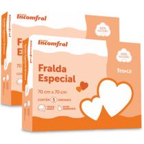 Kit 10 Fraldas De Pano Tecido Duplo 100% Algodão Extra Absorção 70x70cm Incomfral - Emcompre