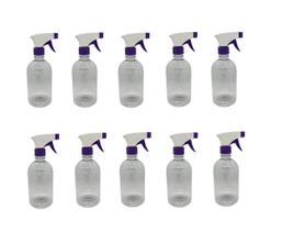 Kit 10 Frasco Pulverizador / Borrifador 500ml - ROXO E BRANCO Kit 10 Frasco Pulverizador / Borrifador 500ml - ROXO E BRANCO