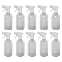 Kit 10 Frascos Borrifador Spray Plástico Pulverizador 500ml com Válvula Multiuso Transparente