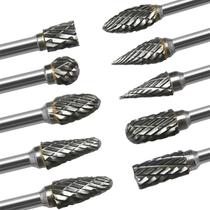 Kit 10 Fresa Lima Rotativa Desbastar Metal Duro Alumínio Chapa Furar Escarear Cilindros Madeira Aço Ferro Retífica