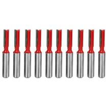 Kit 10 Fresas Retas 6Mm Haste 6Mm Corte Duplo Madeira Tupia