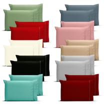 Kit 10 Fronhas Com Ponto Palito 70x50 400 Fios Toque Macio Diversas Cores