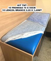 Kit 10 Fronhas e 10 lençol 2.20x1.40m tnt descartável branco