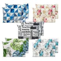 Kit 10 Fronhas Pares 70x50 Ponto Palito Percal 180 fios Aveludado Sortidos Estampado
