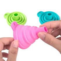 Kit 10 Funil De Silicone Retrátil Flexível Portátil Dobrável