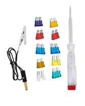 Kit 10 Fusíveis Automotivos 3A a 30A + Alicate Extrator + Testador com Garra Jacaré 12V Carro Moto