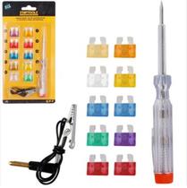 Kit 10 Fusível Automotivo + Chave Verificação Garra +Jacaré Universal StarTools