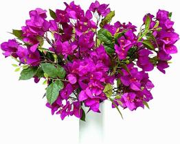 Kit 10 Galhos Flores Bouganville 76cm Roxo Artificiais