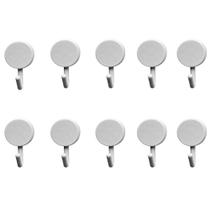 Kit 10 Gancho Adesivo Plástico Resistente Suporta até 1kg Preto ou Branco Kit 10 Gancho Adesivo Plástico Resistente Suporta até 1kg Preto ou Branco