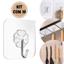 Kit 10 Ganchos Adesivo Parede Super Aderência - Transparente