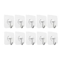 Kit 10 Ganchos Adesivo Transparente Quadro Parede Sem Furos Para Cozinha Multiuso