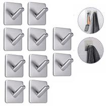 Kit 10 Ganchos Adesivos de Parede Inox Suporte para Pendurar Toalhas Roupas Cozinha Banheiro Organização Sem Furo Resistente Kit 10 Ganchos Adesivos de Parede Inox Suporte para Pendurar Toalhas Roupas Cozinha Banheiro Organização Sem Furo Resistente