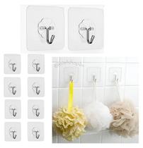 Kit 10 Ganchos Adesivos Transparentes Fácil Instalação e Remoção Sem Perfuração Kit 10 Ganchos Adesivos Transparentes Fácil Instalação e Remoção Sem Perfuração