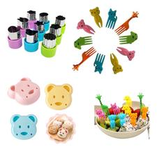 Kit 10 Garfinho + 9 Forma Molde Cortador Frutas + 1 Ursinho