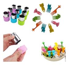 Kit 10 Garfinho + 9 Forma Molde Cortador Frutas Escolar