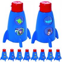 Kit 10 Garrafa Giratória Foguete Toy Story Buzz e Woody Lembrança Aniversário