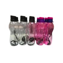 Kit 10 Garrafas de Água 500ml Rosa e Transparente