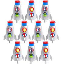 Kit 10 Garrafas de Foguete Decoração Lembrança de Festa Homem Aranha Spidey
