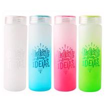 Kit 10 Garrafas Squeeze De Vidro 420ml Colorida Com Alça