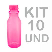 Kit 10 Garrafinha de Água Infantil 500 ML Rosa Escolar Plasútil