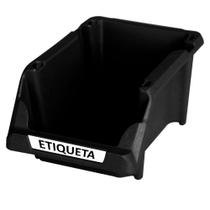 Kit 10 Gavetas Plástica Prática Empilhável N 3 Preta