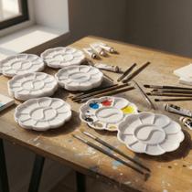 Kit 10 Godês Plástico Para Artesanato Biscuit Pintura Miniaturas Detalhes 12 Cavidades Lavável -