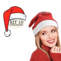 kit 10 Gorro Papai Noel Veludo Vermelho 40 cm Touca Natal - Wincy - Natal
