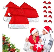 Kit 10 Gorro Touca Papai Noel Natal Em Veludo Vermelho