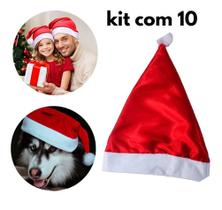 Kit 10 Gorros Touca de Papai Noel Linha Luxo Cetim Festas - Wincy - Natal