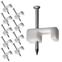 Kit 10 Grampo Abraçadeira Fixa Fio Miguelão Duplo Cabo Quadrado Tv Fibra Ótica Internet Coaxial 9mm