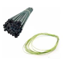 Kit 10 Haste Bambu 70cm E 10mts Amarril Para Tutorar Plantas