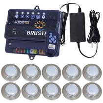 Kit 10 hiper led rgb 6w + central de comando brustec