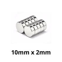 Kit 10 Imã Neodímio Disco Magnético N35 10 x 2 mm Super Forte Potente Redondo