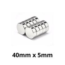 Kit 10 Imã Neodímio Disco Magnético N35 40 x 5 mm Super Forte Potente Redondo