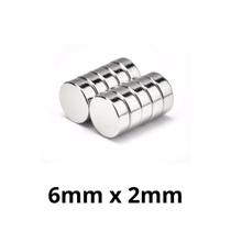 Kit 10 Imã Neodímio Disco Magnético N35 6 x 2 mm Super Forte Potente Redondo