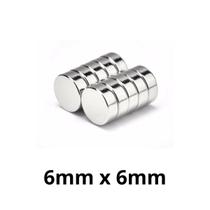 Kit 10 Imã Neodímio Disco Magnético N35 6 x 6 mm Super Forte Potente Redondo