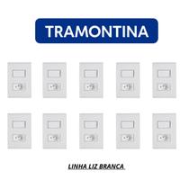 Kit 10 Int. Simples 1Tec + Tomada 10A Tramontina Liz Branco Kit 10 Int. Simples 1Tec + Tomada 10A Tramontina Liz Branco