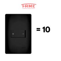 Kit 10 Interruptor Bipolar Simples Preto Fosco Black - Fame