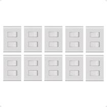 Kit 10 Interruptor Duplo 4X2 Embutir Branco Liz Tramontina