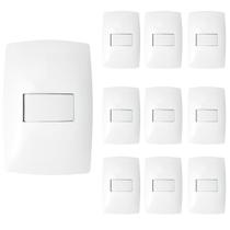 Kit 10 Interruptor Simples 10a 4x2 Home Branco Com Placa Blux Kit 10 Interruptor Simples 10a 4x2 Home Branco Com Placa Blux