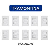 Kit 10 Interruptor Simples 2 Teclas Tramontina Liz Branco