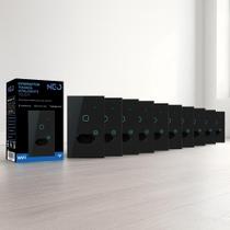 Kit 10 Interruptor Smart Wi-fi 2.4GHz Alexa 1 Botão e Tomada 4x2 Bivolt Preto 291990627-10 Neo Avant
