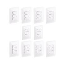 Kit 10 Interruptor Triplo Zeffia 3 Teclas Simples Conjunto 4x2 Pial Legrand