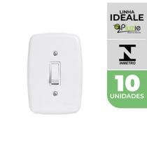 Kit 10 Interruptores 1 tecla simples Ideale Pluzie 4x2 branca