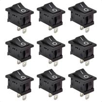 Kit 10 Interruptores Chave Gangorra Quadrado Liga Desliga/ On Off Preto com 2 Pinos Kit 10 Interruptores Chave Gangorra Quadrado Liga Desliga/ On Off Preto com 2 Pinos